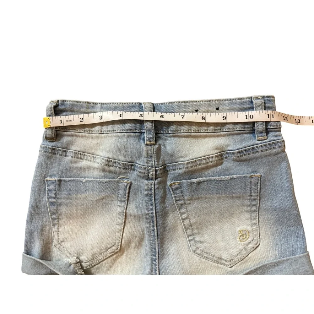 Indigo Rein Light Wash Cuffed Denim Shorts Size 00/22 Distressed Mini Jean